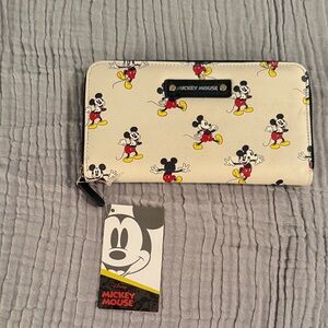 Disney Cream and Red Mickey Mouse Zip Wallet